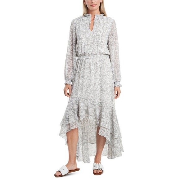 1.State Revolve Maxi Dress Jaime Shrayber Printed High-Low M Gray Leopard Print - Picture 4 of 16